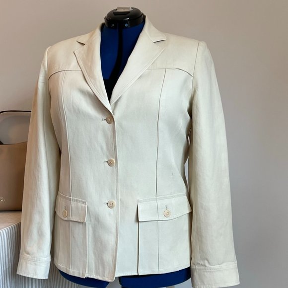 Talbots Jackets & Blazers - Talbots Linen blend jacket Size 16 in Cream